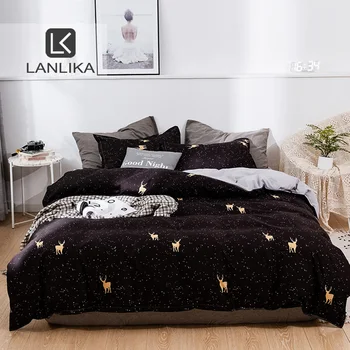 

Lanlika Christmas Deer Home Textiles Bedclothes Nordic Bedspread Bed Sheet Double Adult Pillowcases Duvet Cover Bedding Set