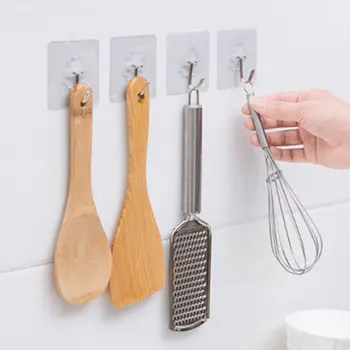 

50pcs Strong Wall Hooks Clear Seamless Adhesive Hook Non-marking Wall Hanger Utility Hooks kitchen Bathroom Towel Hange