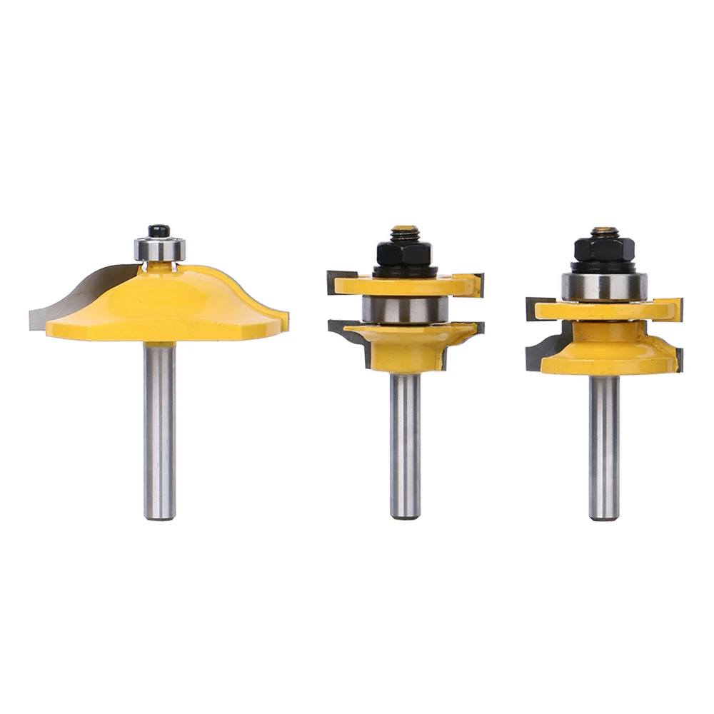 

3Pcs/set 1/4"/ 8mm Shank Raised Panel Cabinet Door Router Bit Milling Cutter Woodworking Tool