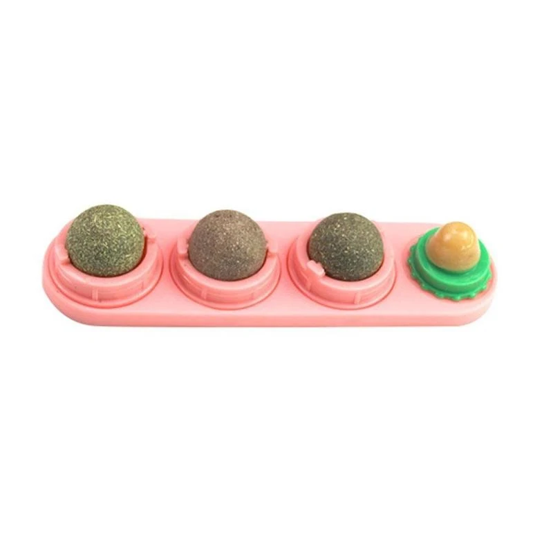 Catnip Wall Ball Toys for Cats Rotatable Snack Edible Balls Refillable Dental Treats Care Teeth Edible Licking Toys for Kitten