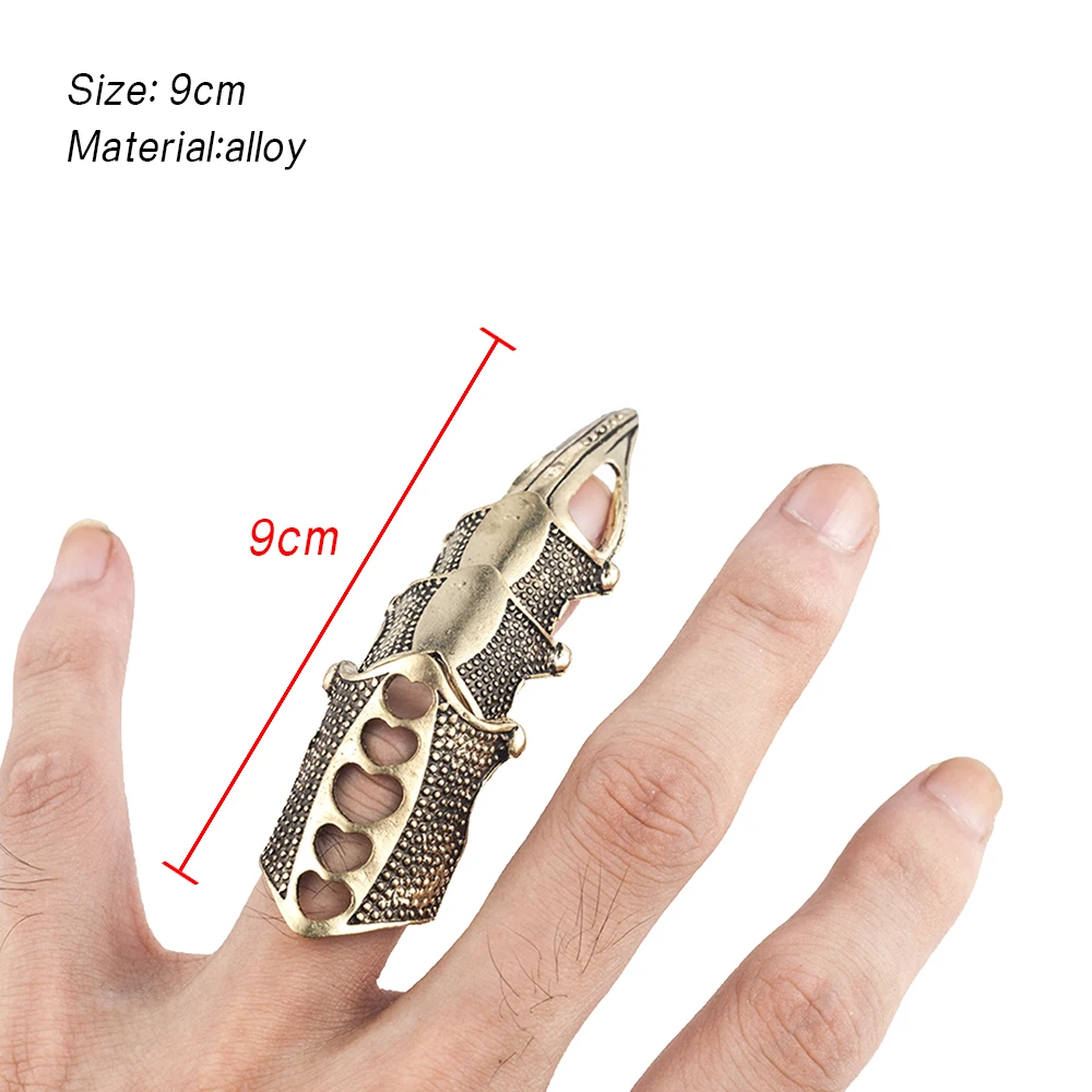 2020 NEW Fashion Cool Men Boys Punk Gothic Rock Scroll Joint Armor Knuckle Metal Full Finger Rings Gold Cospaly DIY Rings - Image 5