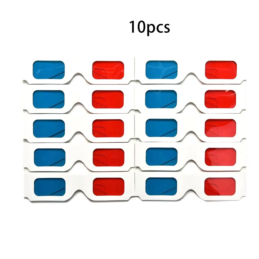 10pcs/lot Universal Paper Anaglyph 3D Glasses Paper 3D Glasses View Anaglyph Red/Blue 3D Glass For Movie Video EF