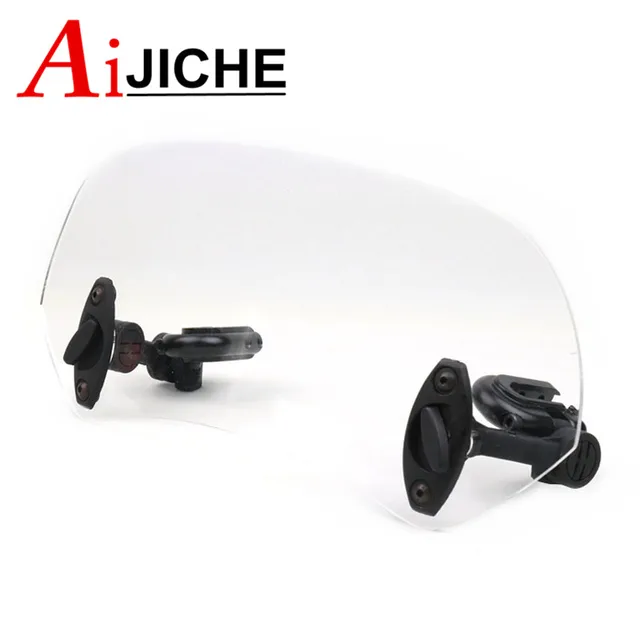 Universal Motorcycle Scooter Adjustable Clip On Windscreen Windshield Extension Spoiler Wind Deflector Adjustable Lockable Small transparent