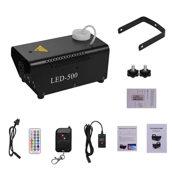 

Portable 500W Fogger Wired and Wireless Remote Control Fog Smoke Machine with 12 Colors Selection RGB LED Lights Dual Switches