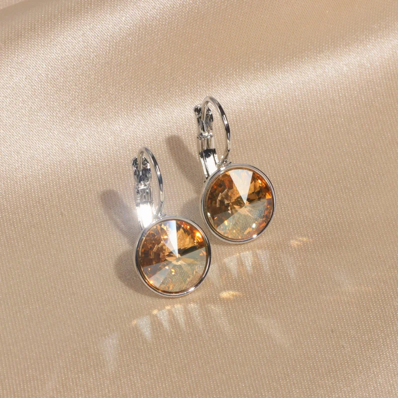 Classic Romantic Jewelry Round Clear Crystal Drop Earrings For Women Elegant Wedding Party Earrings Brincos Jewelry Bijoux drop earrings crystal earrings