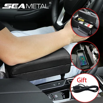 

Car Accessories Car Armrest Box Car Organizer Seat Storage Case Leather Auto Center Console Arm Rest Wireless Charger Elbow Rest