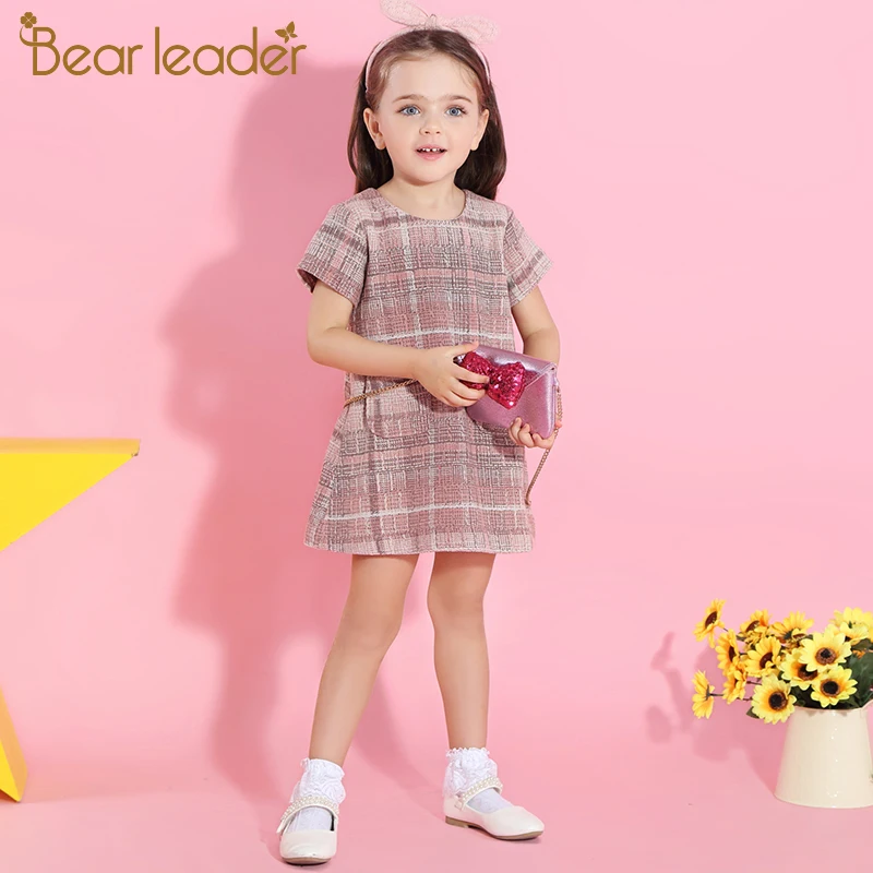 Bear Leader Girls Dress 2020 New Spring Clothes Classical Plaid Pocket Design Princess Dresses Children Clothing For 3-7Y | Детская