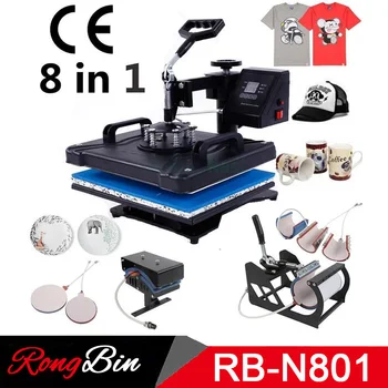 

Double Display 30*38CM 8 in 1 Combo Heat press Machine Sublimation Printer For Cap Mug Plate T-shirt Printing Machine