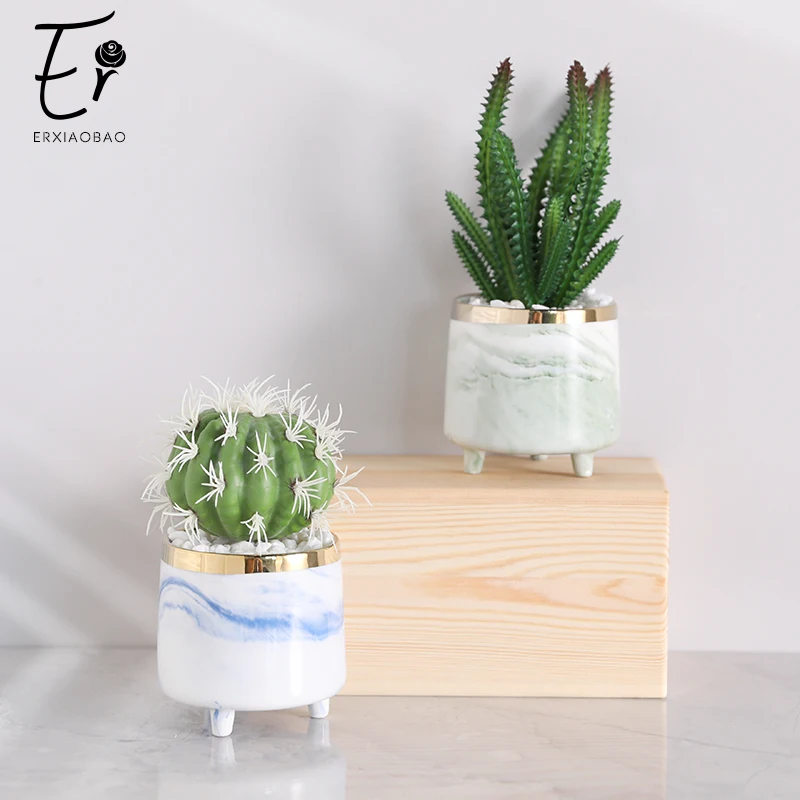 

Erxiaobao Fake Cactus Artificial Plants with Pot Simulation Succulent Plants Fleshy Small Potted Living Room Table Decoration