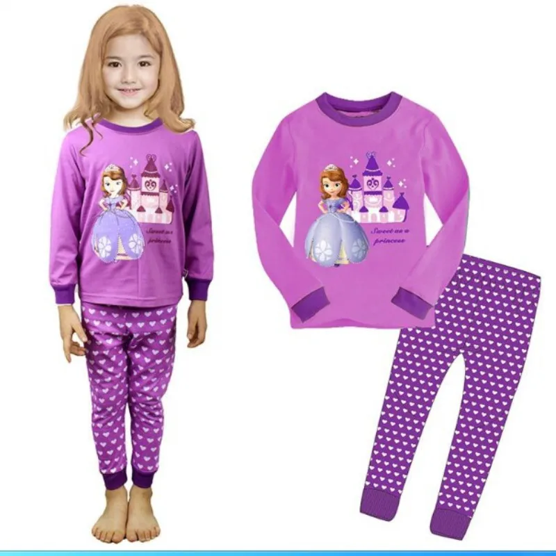 Пижамные комплекты для маленьких девочек одежда для сна с героями мультфильмов для больших мальчиков и девочек детская футболка с длинными рукавами+ штаны, Пижамный костюм От 2 до 7 лет домашняя одежда