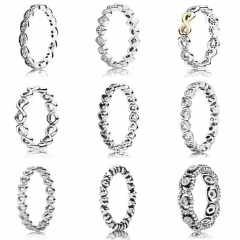 

Openwork Linked Infinite Love Brilliant Princess Leaves Her Majesty With Crystal Ring 925 Sterling Silver DIY Jewelry