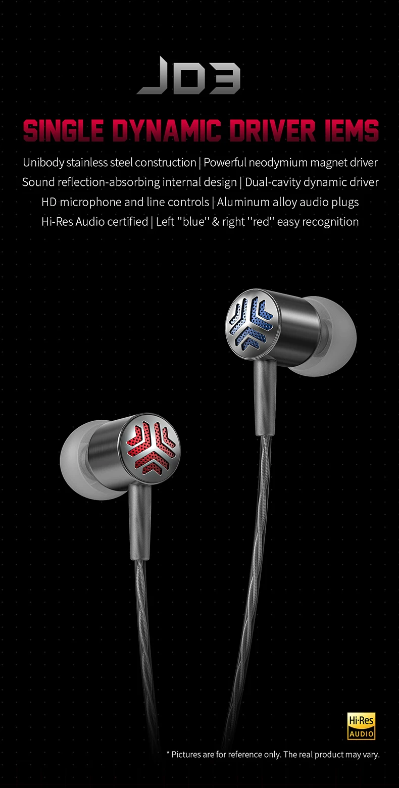 FiiO JadeAudio  JD3 Dynamic Bass Earphone/Headset with HD MIC HiFi Music IEM StainlessSteel Shell best bluetooth headphones