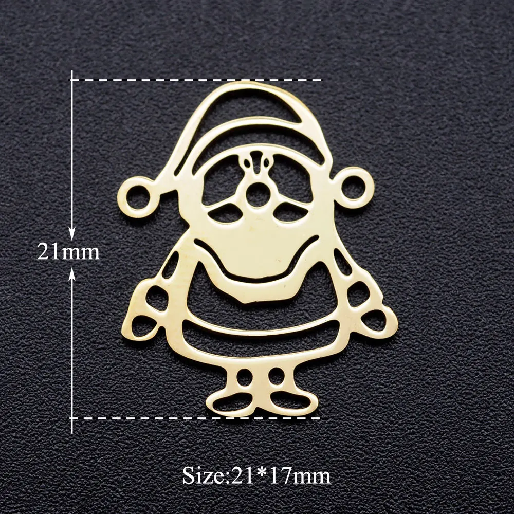 JA337-2x5 5pcs/lot 316L Stainless Steel Crhistmas Father Santa Claus Deer Tree DIY Connector Charm Wholesale Factory Direct Selling - Окраска металла: JA337-2x5