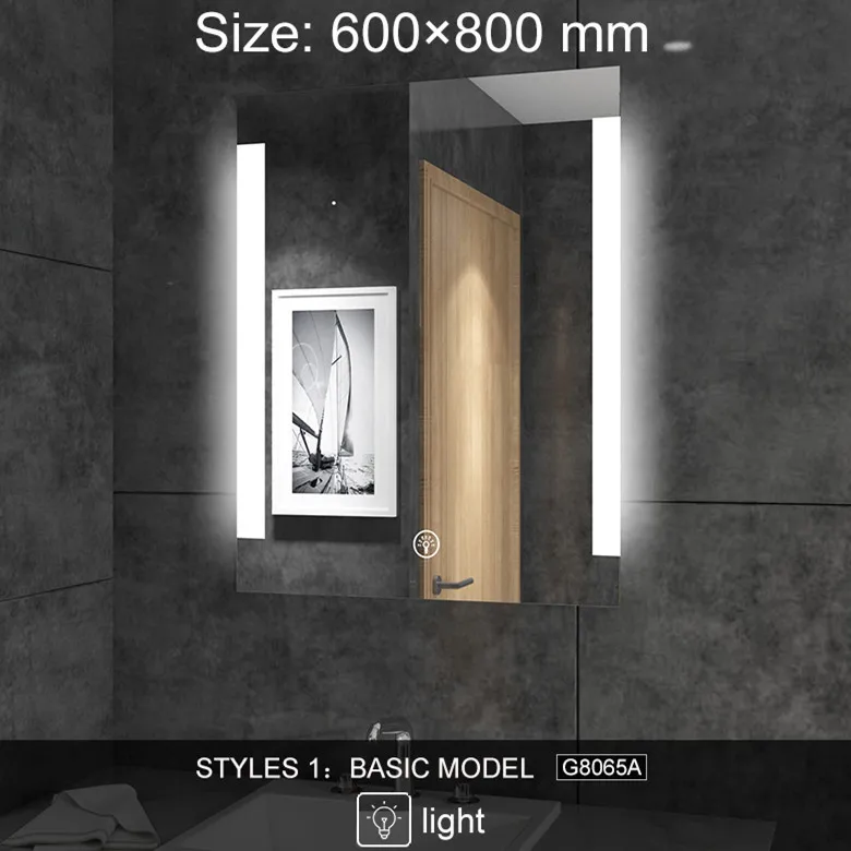 Изготовленный на заказ светодиодный bluetooth ванная комната Смарт зеркало Вертикальное настенное зеркало с подсветкой зеркало анти-туман Ванна макияж зеркало 2G8065 - Цвет: 2G8065A 600X800mm
