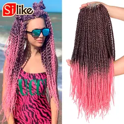 Silike 22" Коричневый Розовый Крючком Сенегальский Twist Плетение Волос Senegal Сенегал твист волос расширения Сенегальские косы Объёмные косы