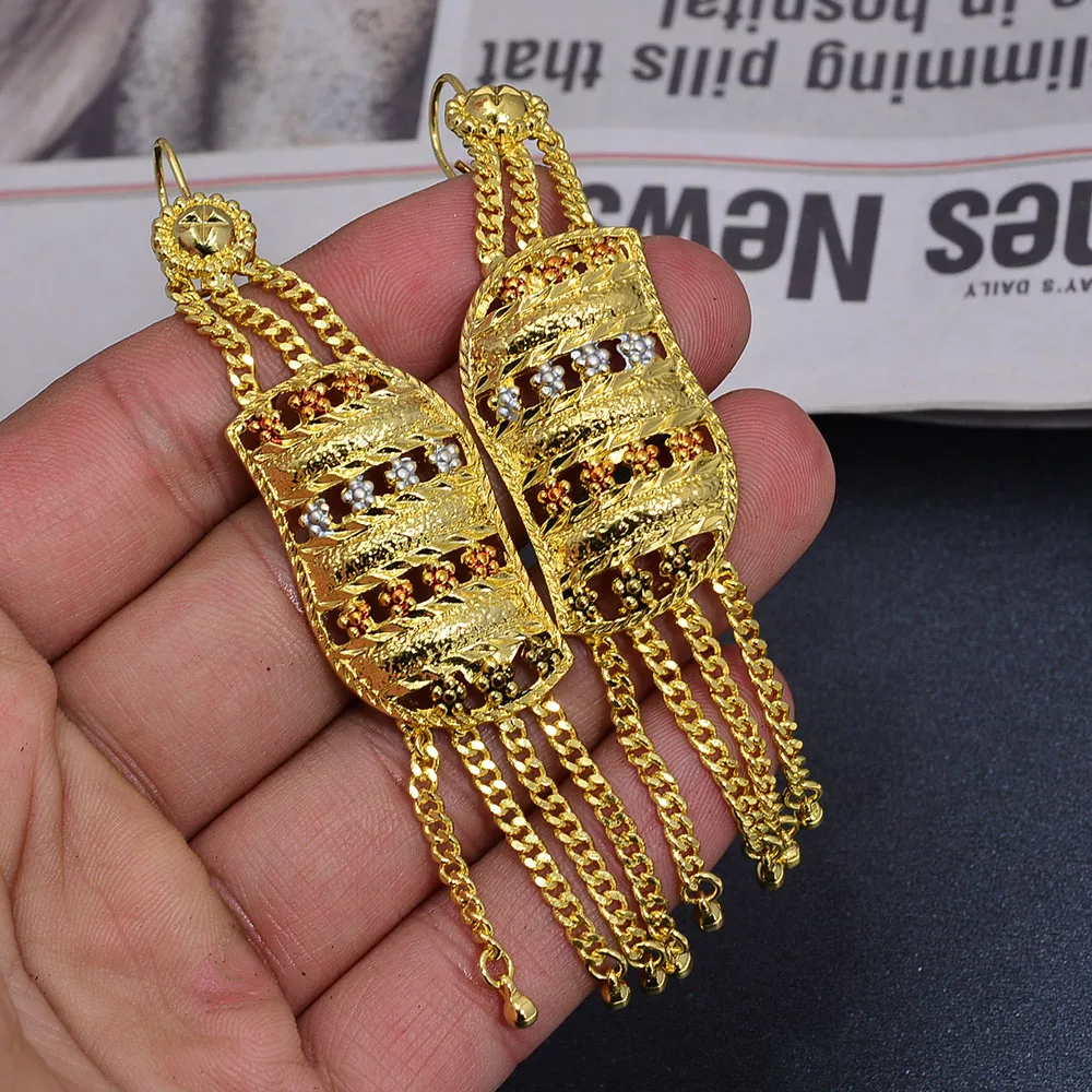 

24K Gold Earring Ethiopian Gold Color Earrings For Women Factory Price African Middle East Dubai Jewelry New Year's Gift