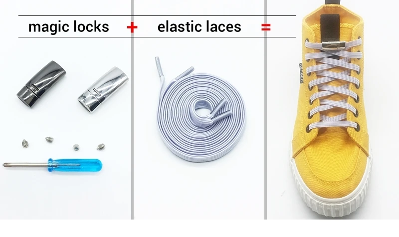 1Pair Funny Magnetic Locking Shoelaces Quick No Tie Elastic Shoe laces