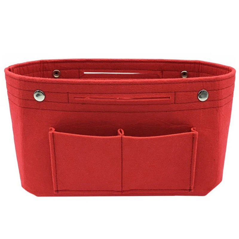 cheap Felt Cloth Inner Bag Women Fashion Handbag Multi Pockets Cosmetic Storage Organizer Bags Luggage Bags Accessories