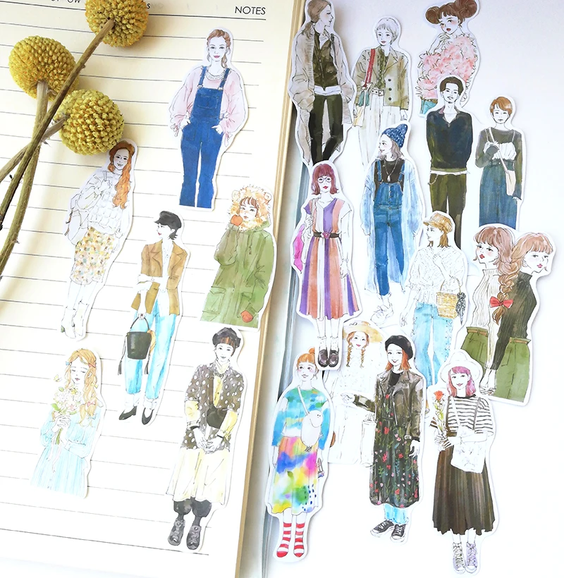 18Pcs/Bag Hand Draw Japanese Street Girl Sticker DIY Craft Scrapbooking Album Junk Journal Happy Planner Decorative Stickers