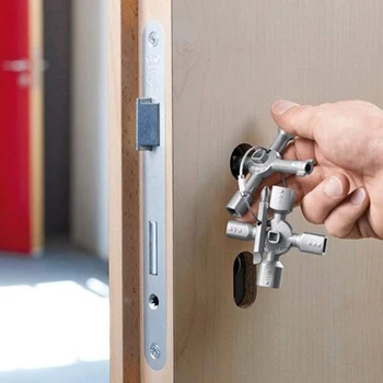 

2Pcs 10 in 1 Cross Switch Key Wrench Alloy Universal Square Triple-cornered for Electrical Cupboard Box Train Cabinet