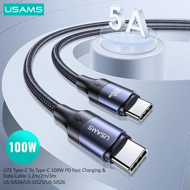 USAMS 3 in 1 USB Cable For iPhone 13 Pro Max 12 PD 100W USB Type C Data