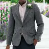 Chaqueta de lana de Tweed para hombre, traje de espiguilla, chaqueta de moda, chaqueta de negocios, chaleco para fiesta de graduación, esmoquin para novio, para boda ► Foto 2/6