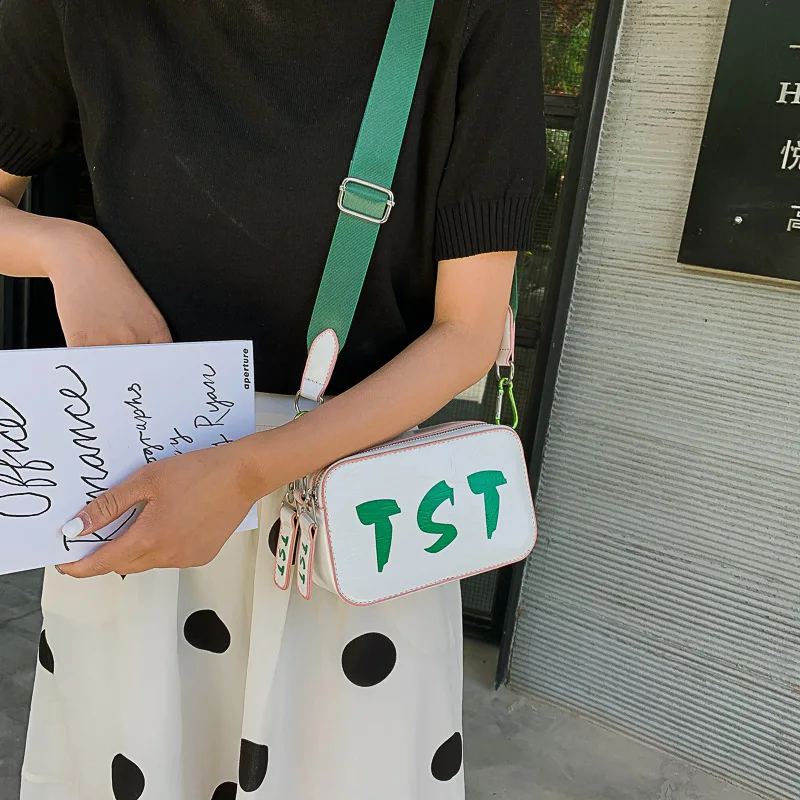 

WOMEN'S Bag 2019 New Style Shoulder Bag Korean-style Super Fire INS Square Sling Bag Wide-Strap Shoulder Versatile Honey Disco D