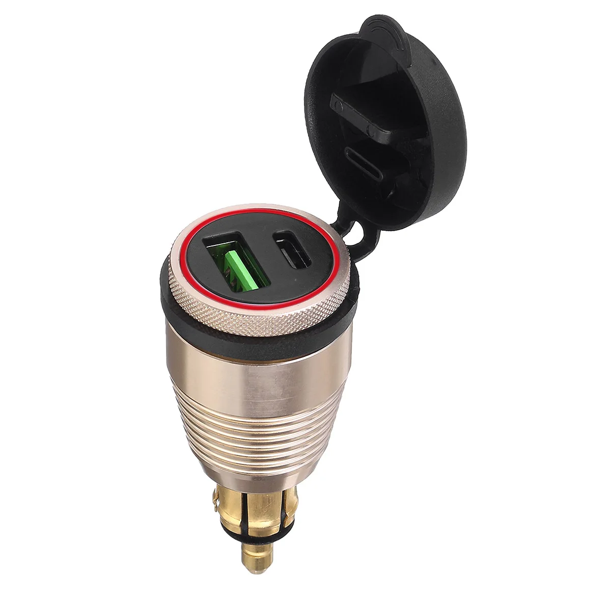 Алюминий 12V 24V Quick Charge 3,0 Тип usb C авто зарядное устройство для Зарядное устройство Мощность адаптер для Iphone для планшета и мобильного телефона Android красный светильник - Название цвета: Gold Shell