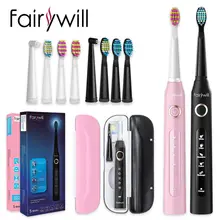 Brosse à dents électrique Fairywill Sonic FW507 5 Modes brosse à dents Rechargeable étanche avec 10 têtes de brosse de rechange pour adultes