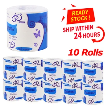 

10 Rolls of 3 Layers White Toilet Paper Individually Packaged Toilet Paper Kitchen Cleaning Fast Delivery Virgin Wood Pulp