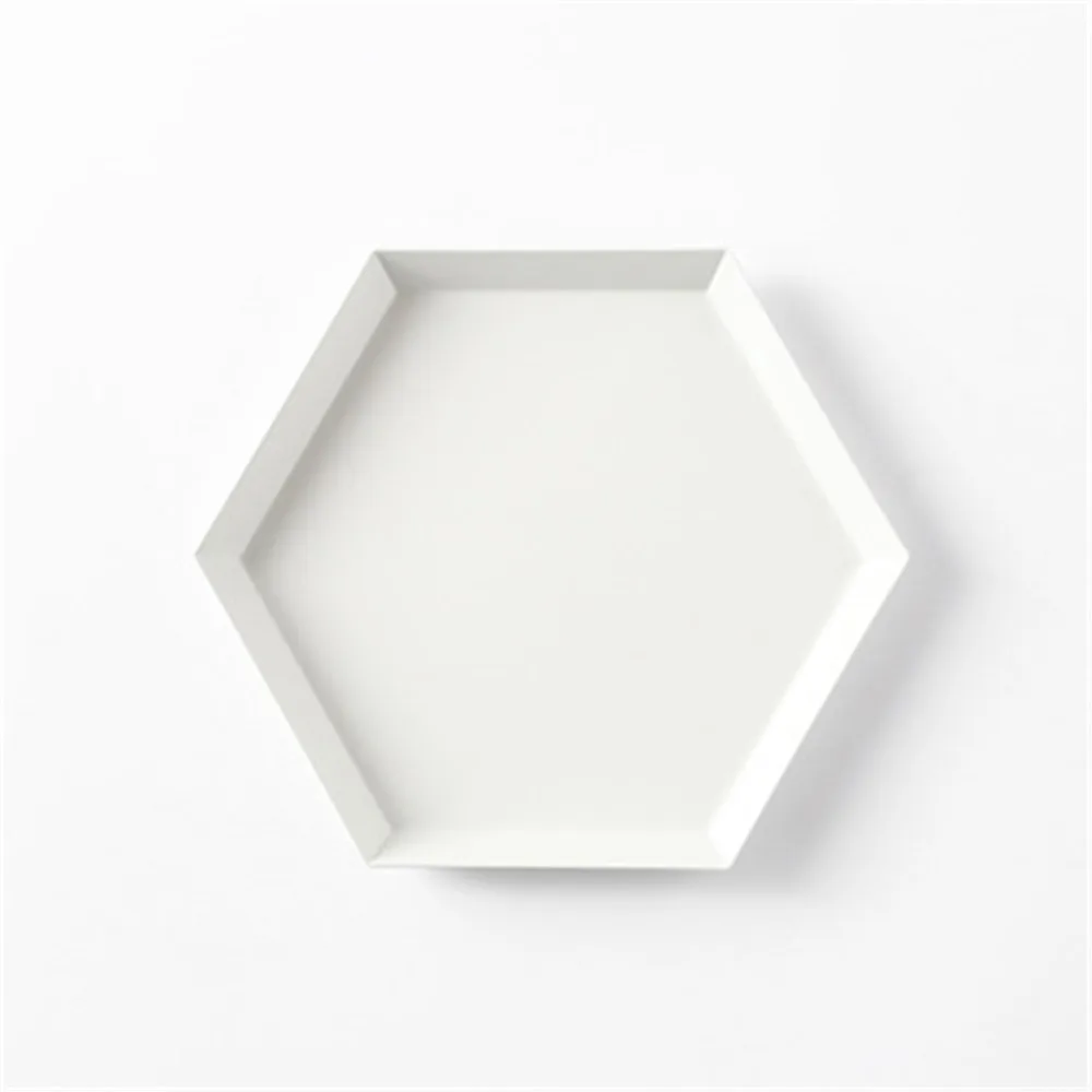 White M Красочные металлические подносы для хранения, шикарные геометрические комбо-органайзеры, настольные декоративные подносы для демонстрации ювелирных изделий, чайный набор, десертные тарелки - Цвет: White M
