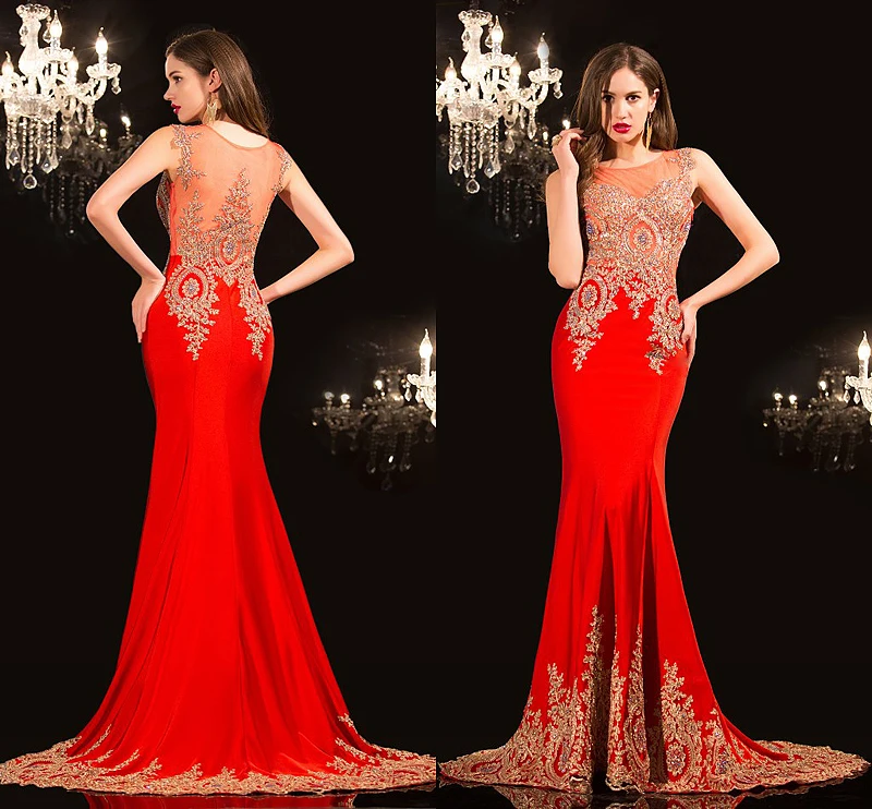 

Evening Dresses 2019 robe de soiree Red Real Pictures Imported prom abiye gece elbisesi Beads Appliques Mermaid evening Dress