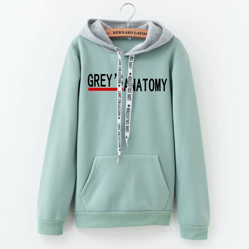 Sudaderas con capucha para mujer, suéter con estampado de letras de Greys, Otoño, juego de sudaderas a la moda, Tops de algodón, 2021
