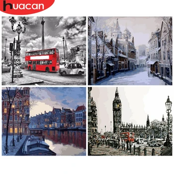 

HUACAN Oil Painting By Numbers City Landscape Drawing On Canvas HandPainted Picture Art Kits DIY Gift Home Decoration