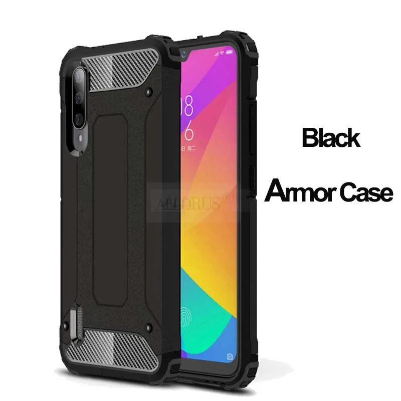Black Armor Case xiaomi mi a3 чехол Роскошный противоударный чехол на кольцом ми a3 Xiaomi Mi A3 cc9e xiaomi силиконовый бампер на MiA3 Mi A3 стекло+ чехол на сяоми ми а3 телефона xiaomi mi a3 чехол - Цвет: Black Armor Case