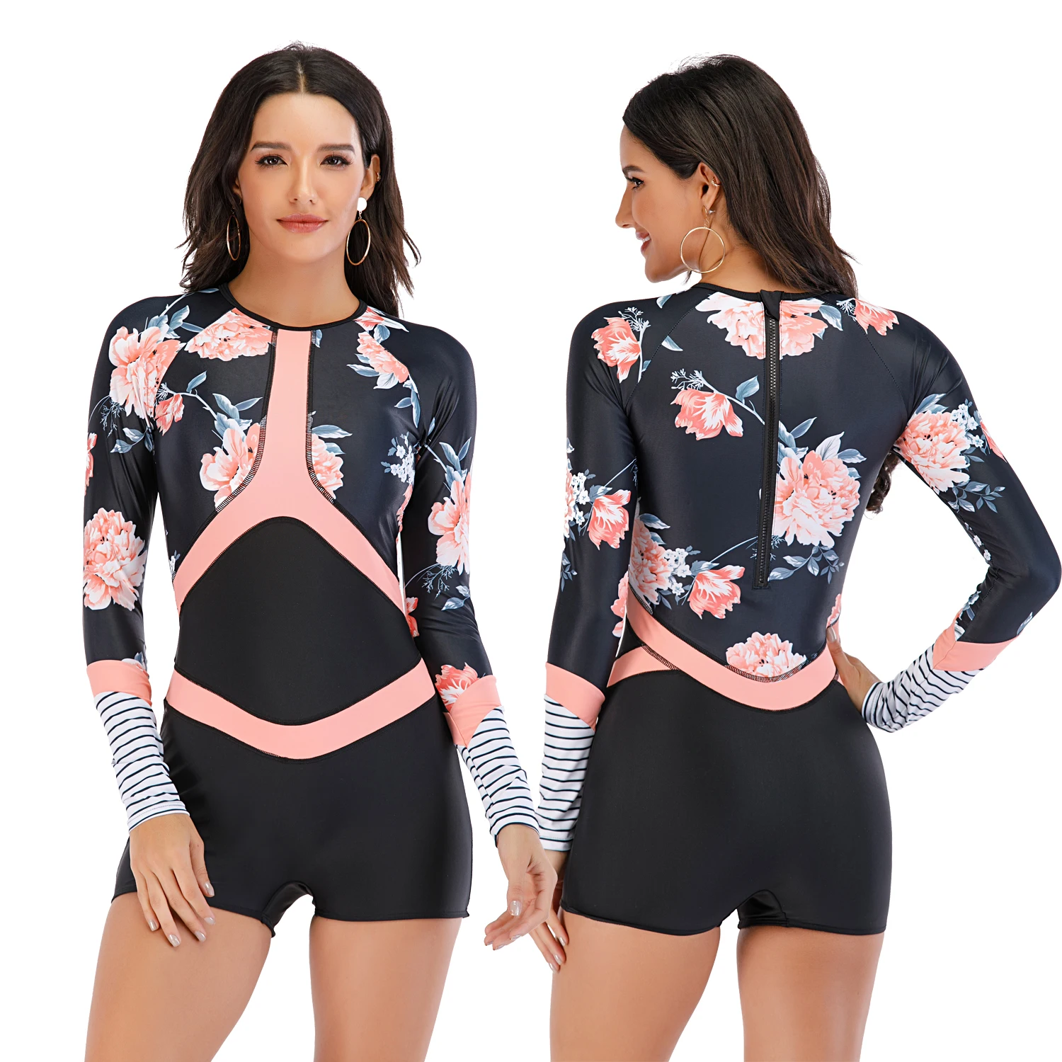 2020 New Rash guards Wetsuit Diving Skin Women One-piece Long Sleeve Jumpsuit Swimsuit Swimwear Beach Clothes Bathing Suit