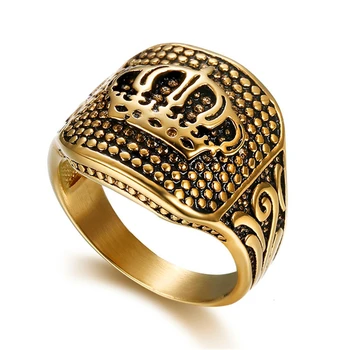 

Loredana High-end Punk Style Ring Accessories Wholesale Retro Royal Exclusive Right Crown Sign titanium Steel Ring For Men
