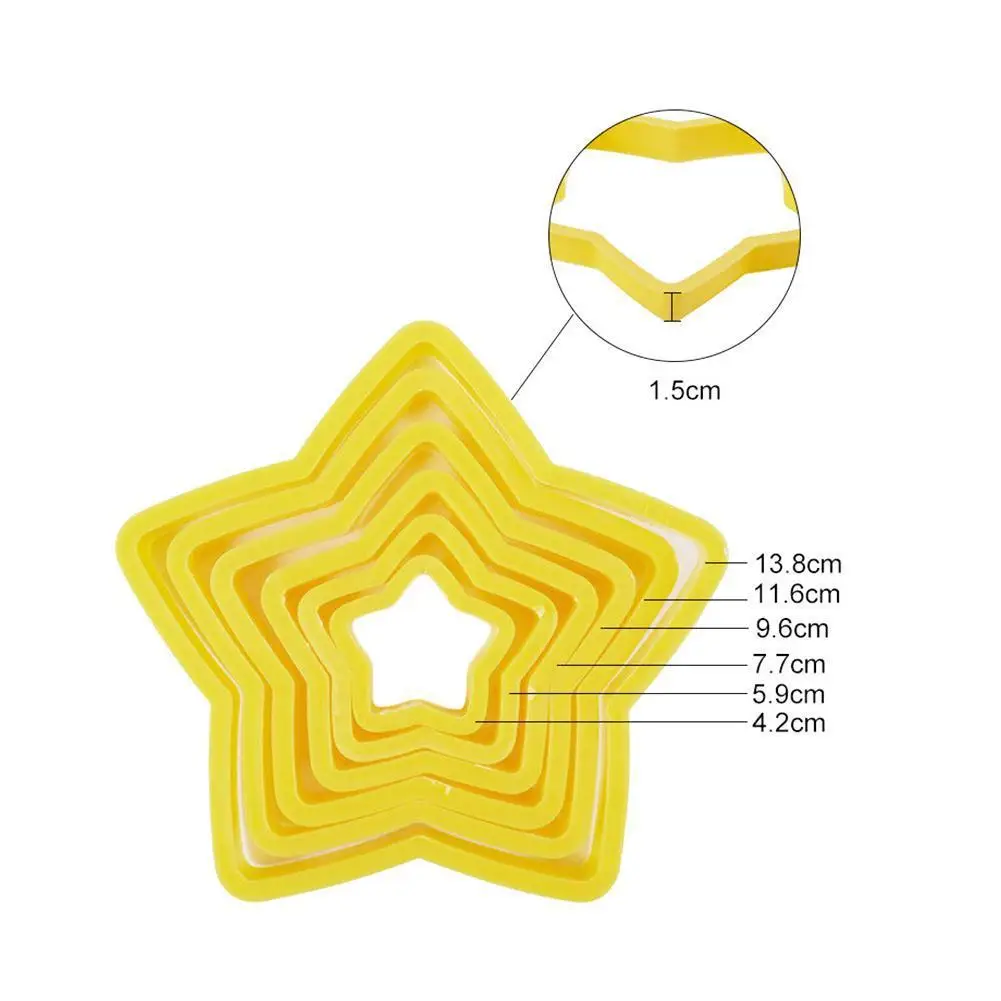 6 шт. набор Рождественская елка печенье звезды Форма помадка форма для торта и печенья 3D украшения торта формы выпечки инструменты - Цвет: Light Yellow