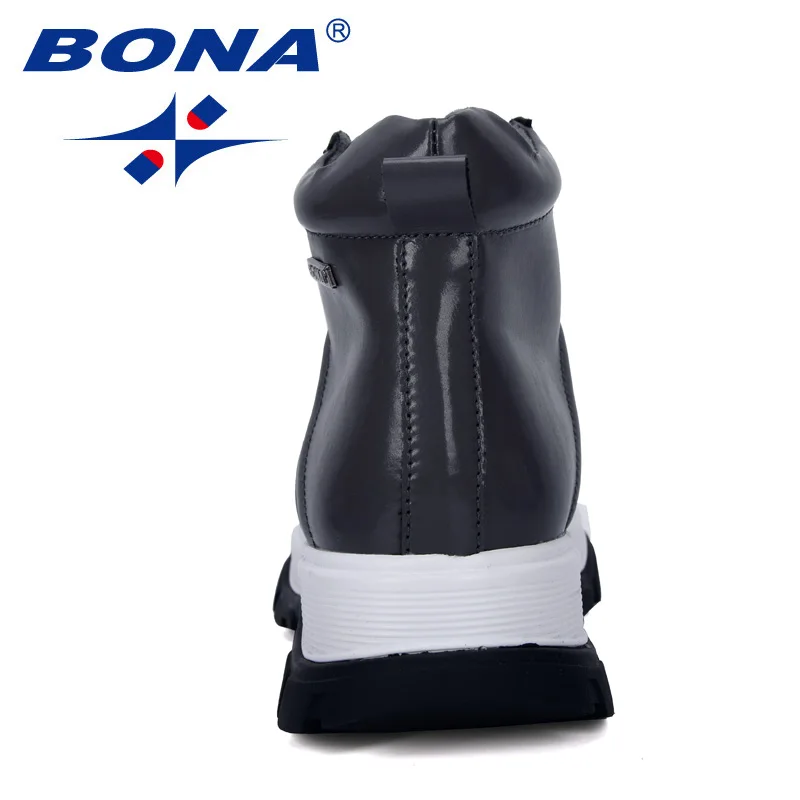 Koop BONA 2019 Nieuwe Ontwerpers Dikke Hak Vrouwen Laarzen Solid Winter Enkellaarsjes Motorfiets Botas Ronde Neus Warm Vrouwen Schoenen Comfortabele