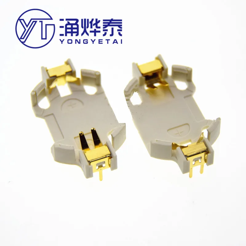 

YYT 10PCS non-gilded Plug-in battery socket BS-CR2032 3V white in-line battery box KST-2013 solder wire type