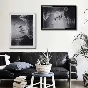 

Canvas Painting White Frame HD Stickers Adhesive Self-adhesive Wall Wedding Decoration Black Wall Painting For Sa