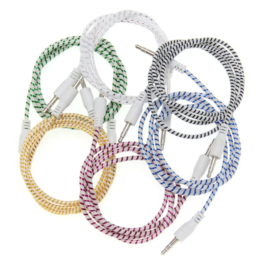 1M Audio Cable 3 5mm Jack Male to Male Stereo Auxiliary Aux Cord For Car Phone MP3 PC Headphone 100pcs