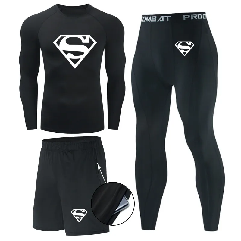 men's loungewear sets Man Compression Sports Suit Quick Drying Perspiration Fitness Training MMA Kit Rashguard Male Sportswear Jogging Running Clothes men's loungewear sets