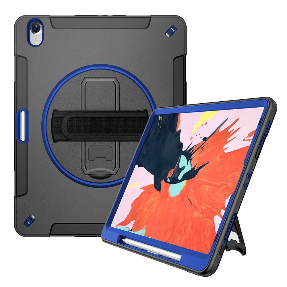 Противоударный чехол для iPad Pro 12,9 дюйма, чехол для планшета с держателем карандаша, подставка для рук, защитный ремешок для шеи, Fundas FTLBX - Цвет: Blue