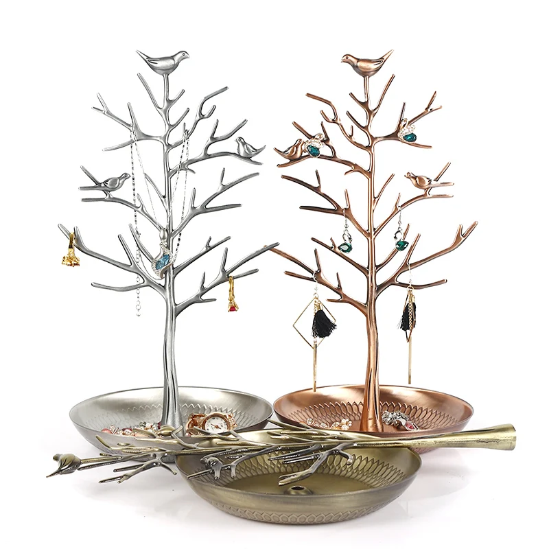 

Creative Retro Iron Art Bird Tree Jewelry Storage Rack Earrings Stand Necklace Display Organizer Holder Show Rack for Girls Gift