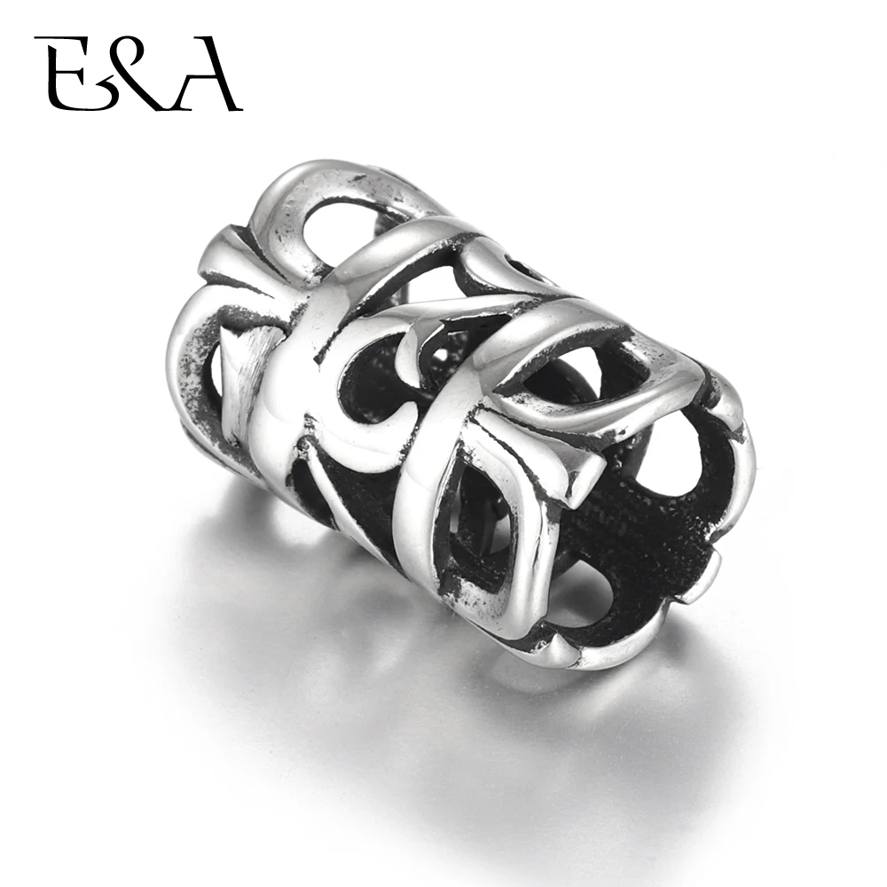 

4pieces Stainless Steel Bead Tube Hollow Large Hole Slide Charms Fit 8mm Round Leather Cord Bracelet Jewelry Making DIY Supplies