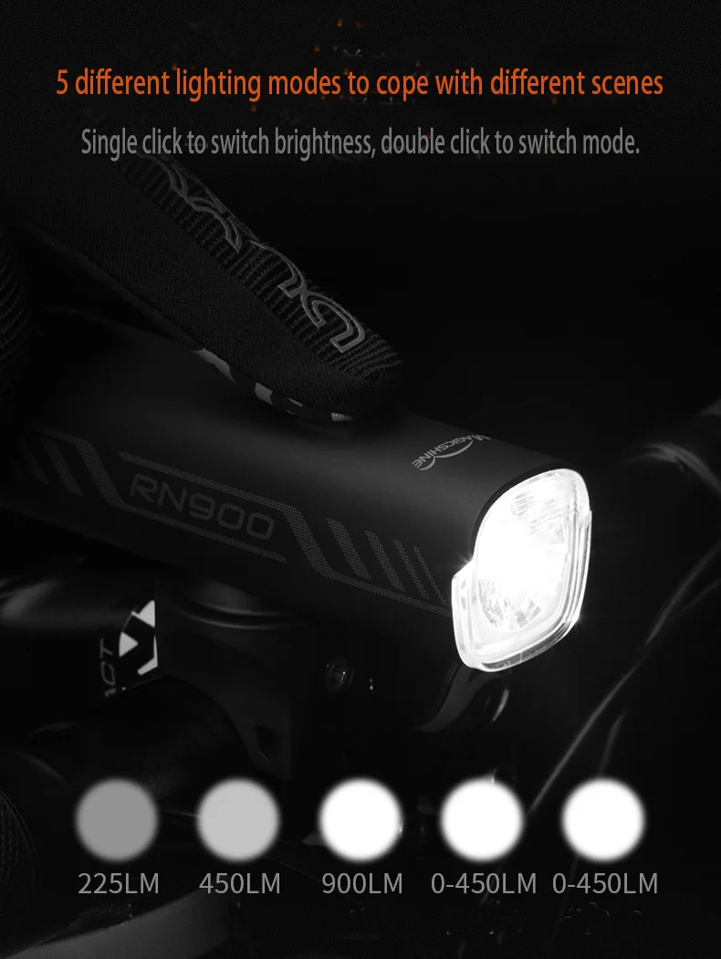Magicshine RN900 Bike Front Light Rechargeable Bicycle Light Waterproof 900 Lumens USB Type-C Cycling Lighting Tool