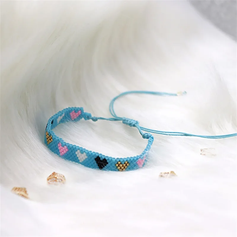 Zircon Bracelet For Women ZHONGVI Miyuki Weaving Heart Adjustable Jewelry Friendship Boho Colorful Gift