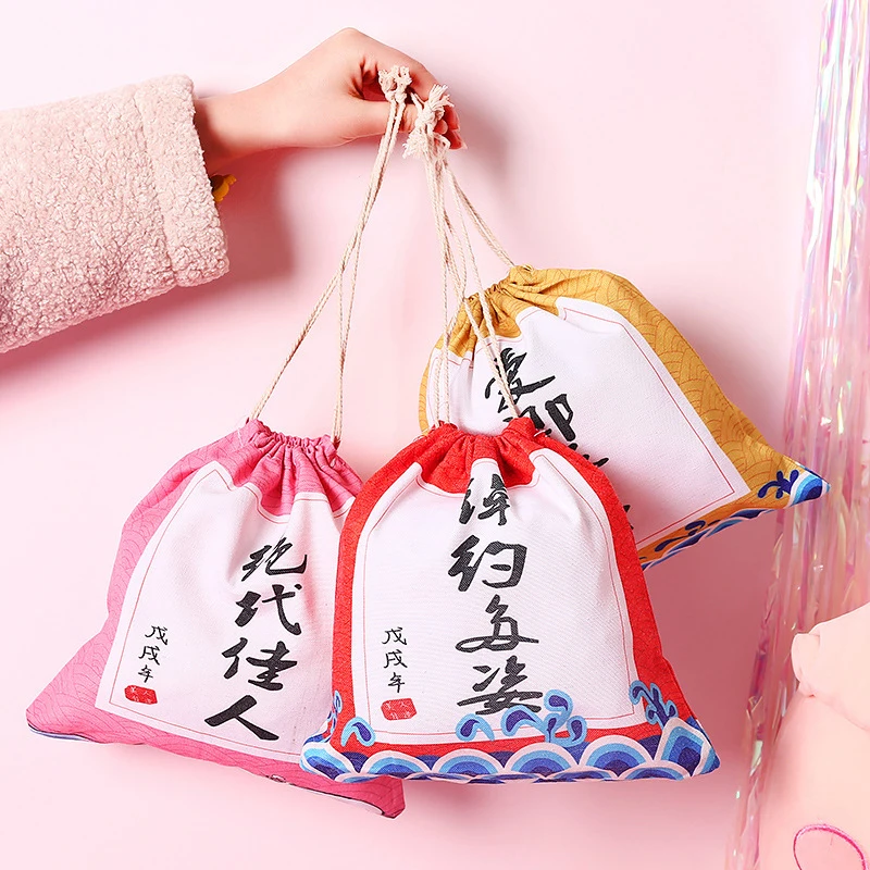 

Cotton Storage Bag Palace Small Bag Drawstring Storage Bags Creative Canvas Beam Pockets Candy Cosmetics Finishing Bags
