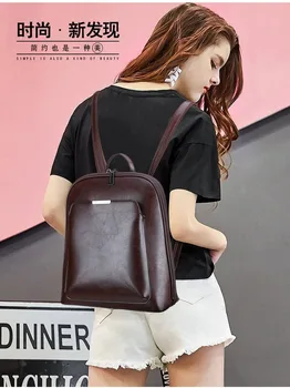 

2020 new women's shoulder bag solid color female bag shoulder backpack large capacity travel bag fashion casual zipper backpack